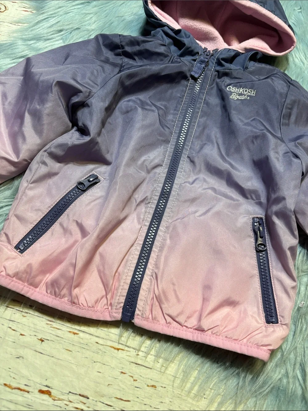 OshKosh B'gosh Girls' Ombre Hooded Rain Jacket - Purple & Pink sz 18M